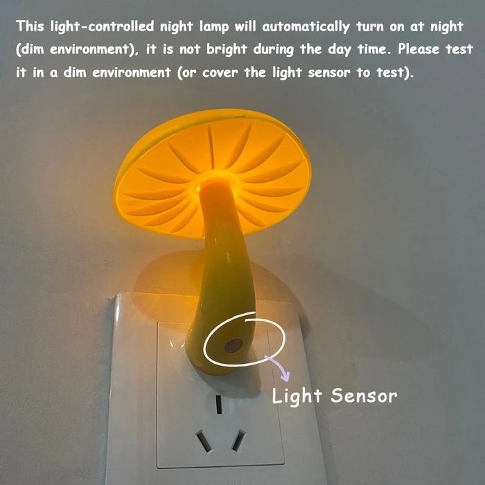 LED nachtlampje - Paddenstoel wandlamp met lichtsensor - EU/US plug voor slaapkamer en decoratie - Bivakshop