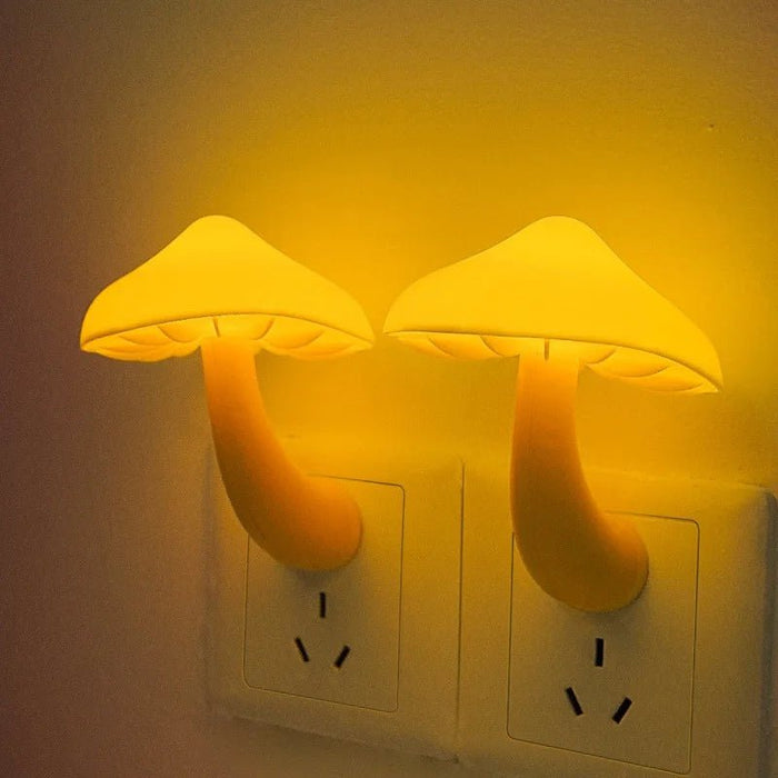 LED nachtlampje - Paddenstoel wandlamp met lichtsensor - EU/US plug voor slaapkamer en decoratie - Bivakshop