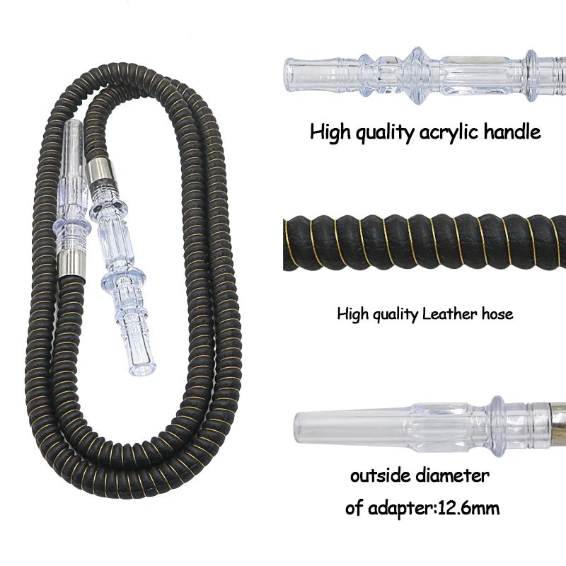 Leren waterpijpslang met acryl handvat - Shisha accessoires voor bars en feestjes - Bivakshop