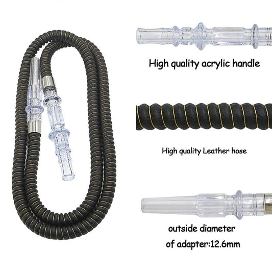 Leren waterpijpslang met acryl handvat - Shisha accessoires voor bars en feestjes - Bivakshop
