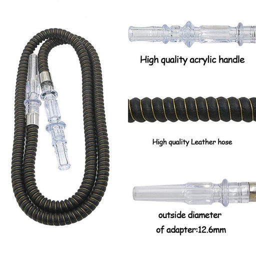 Leren waterpijpslang met acryl handvat - Shisha accessoires voor bars en feestjes - Bivakshop