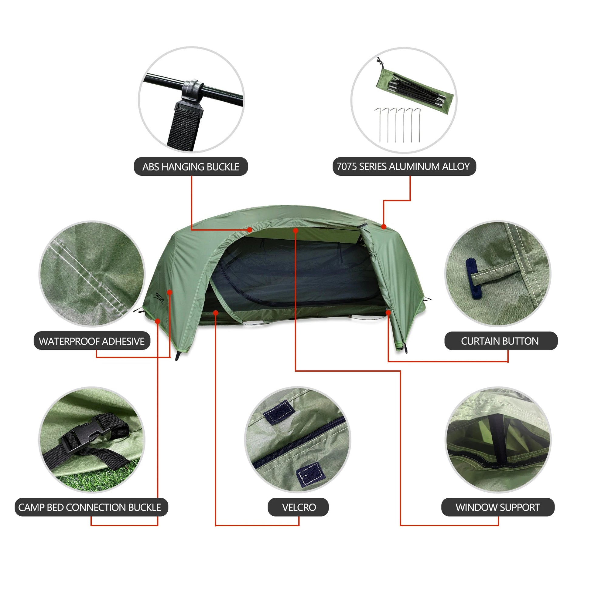 Lichtgewicht 1 - persoons tent – Automatisch opzetbaar met aluminium stokken, waterdicht en muggendicht - Bivakshop