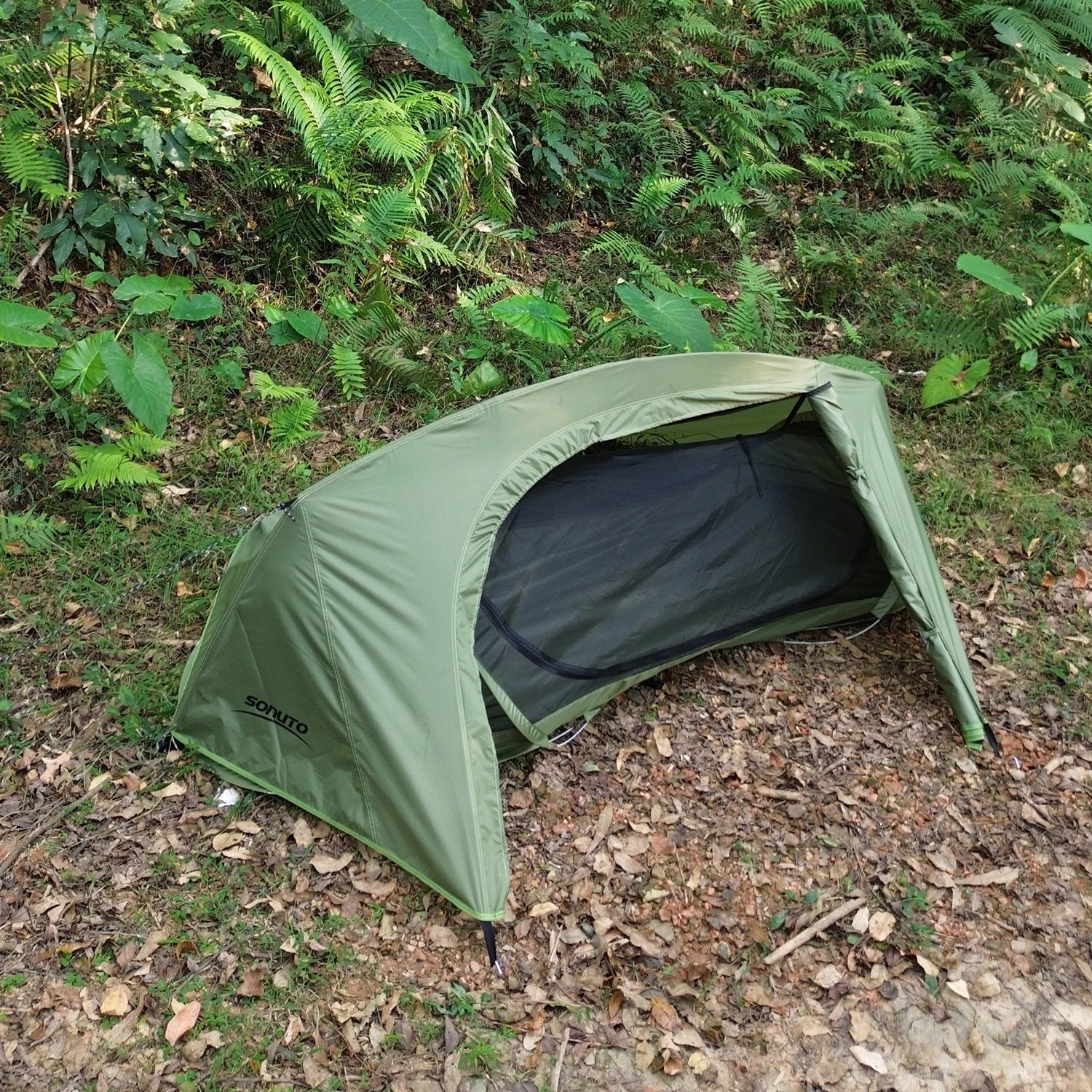 Lichtgewicht 1 - persoons tent – Automatisch opzetbaar met aluminium stokken, waterdicht en muggendicht - Bivakshop