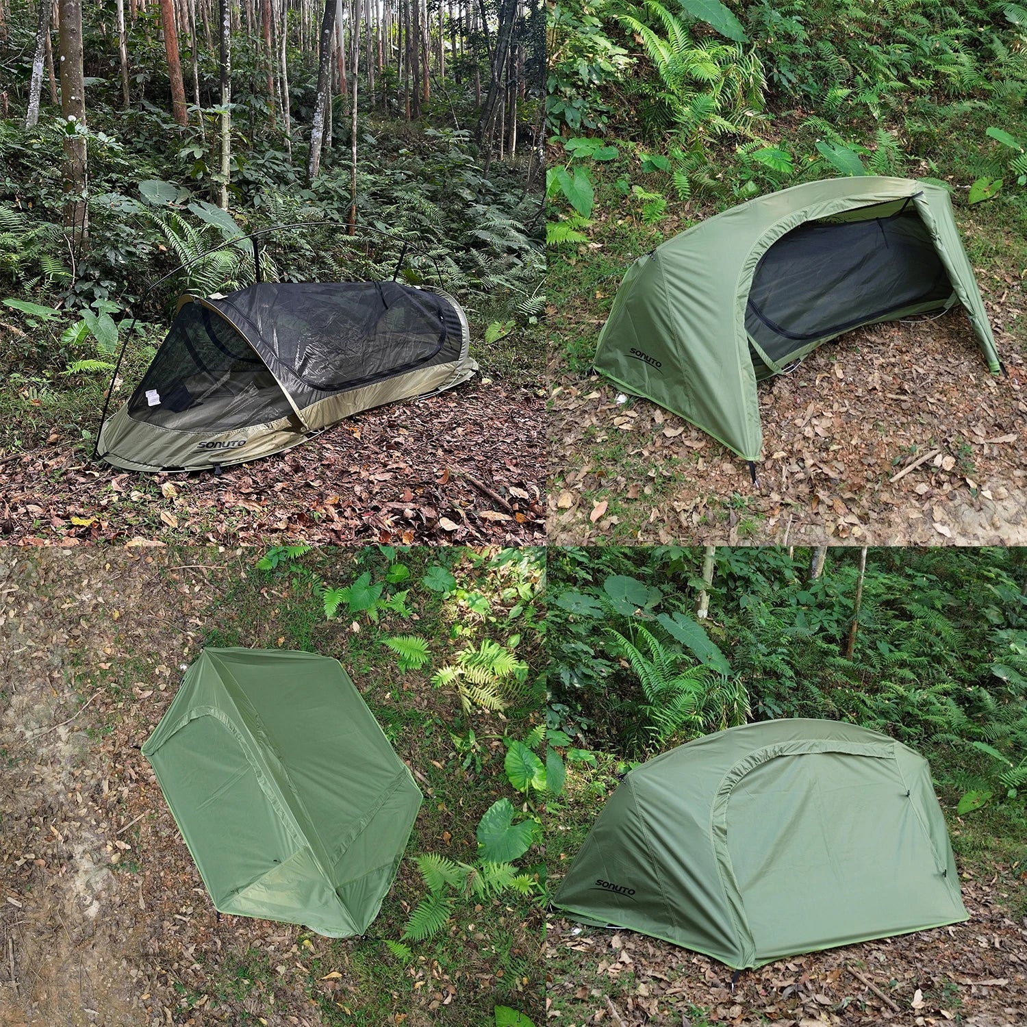 Lichtgewicht 1 - persoons tent – Automatisch opzetbaar met aluminium stokken, waterdicht en muggendicht - Bivakshop