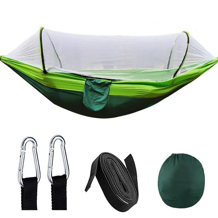 Lichtgewicht hangmat met muskietennet – parachutestof 250×120 cm - Bivakshop