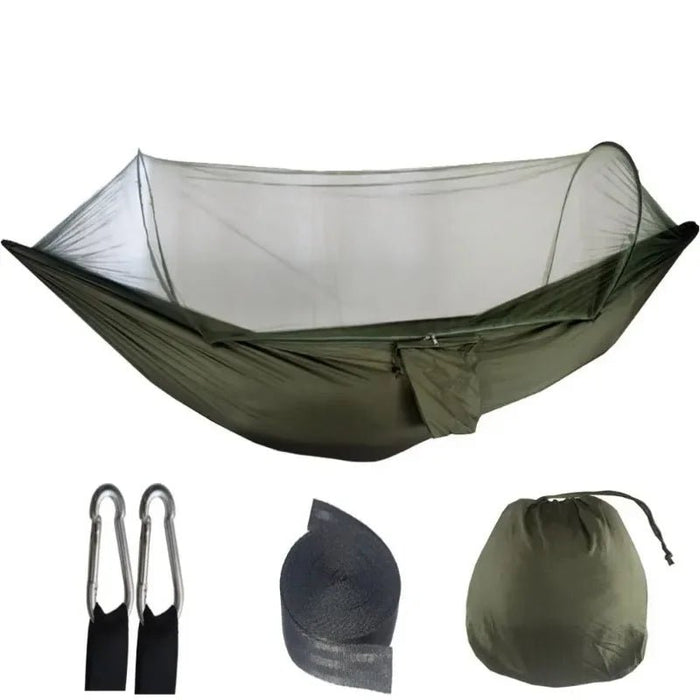 Lichtgewicht hangmat met muskietennet – parachutestof 250×120 cm - Bivakshop