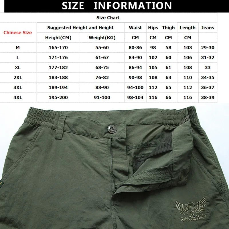 Lichtgewicht waterdichte cargobroek - Sneldrogende ademende hikingbroek voor mannen - Bivakshop