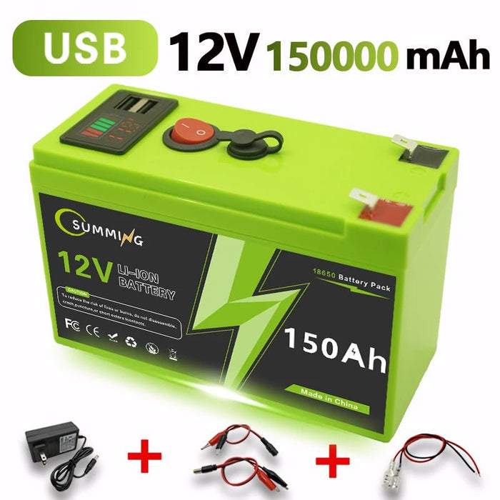 LiFePO4 Accu – 12V 150Ah – Oplaadbaar – 4000+ Cycli met BMS - Bivakshop