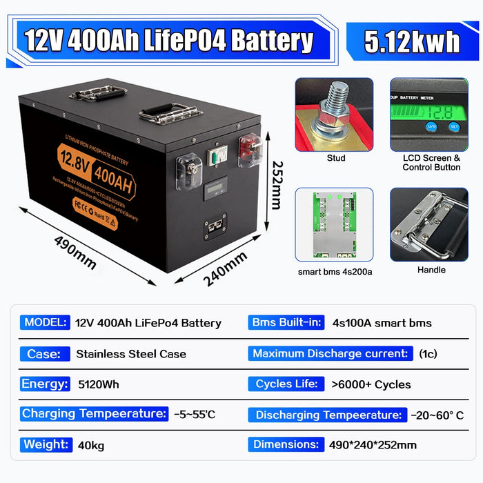 LiFePO4 Lithium Batterij – 12V / 24V / 48V – 100Ah tot 400Ah – 6000+ Cycli - Bivakshop