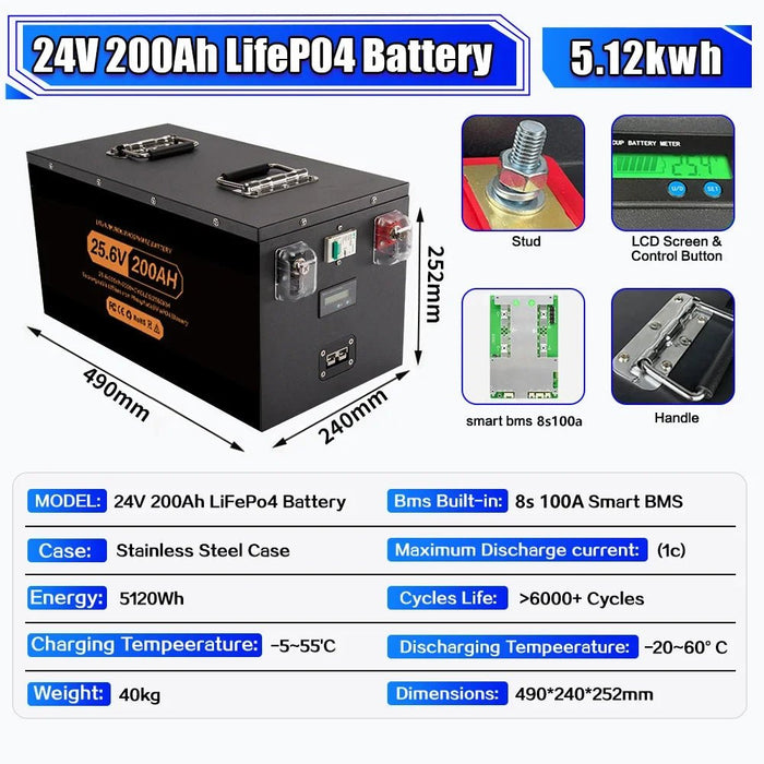 LiFePO4 Lithium Batterij – 12V / 24V / 48V – 100Ah tot 400Ah – 6000+ Cycli - Bivakshop