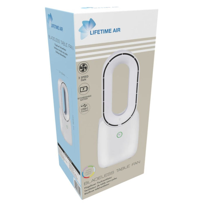 Lifetime Air - Bladloze Tafelventilator USB – Veilig & Stil – Compacte Design Ventilator - Bivakshop