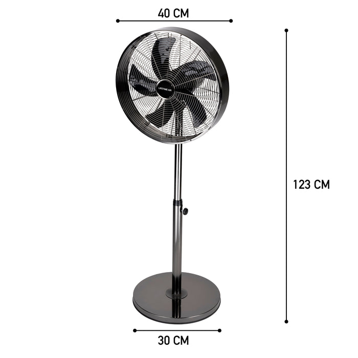 Lifetime Air - Staande Ventilator – 40 cm – Antraciet / Gunmetal – Krachtig (50W) – In Hoogte Verstelbaar - Bivakshop