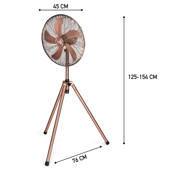 Lifetime Air - Staande Ventilator – 45 cm – Koperkleur – Krachtige Luchtstroom (50W) – Statiefmodel - Bivakshop