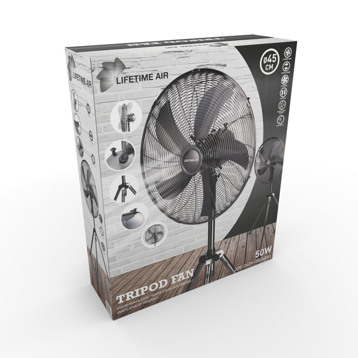 Lifetime Air - Staande Ventilator – 45 cm – Krachtige Luchtstroom (50W) – In Hoogte Verstelbaar - Bivakshop