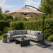 Lifetime - Hangende Parasol 3M – 6 Robuuste Ribben – Stijlvol Taupe - Bivakshop