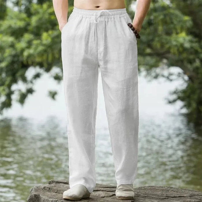 Linnen - katoen joggers voor heren – Losse casual pasvorm - Bivakshop