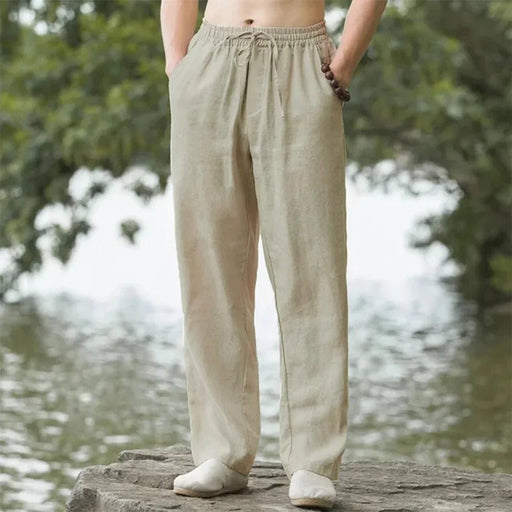 Linnen - katoen joggers voor heren – Losse casual pasvorm - Bivakshop