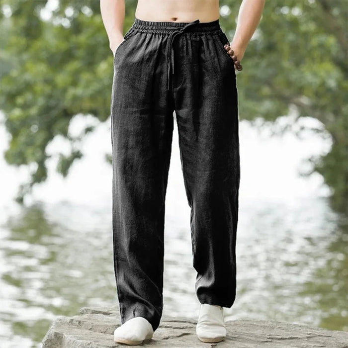 Linnen - katoen joggers voor heren – Losse casual pasvorm - Bivakshop