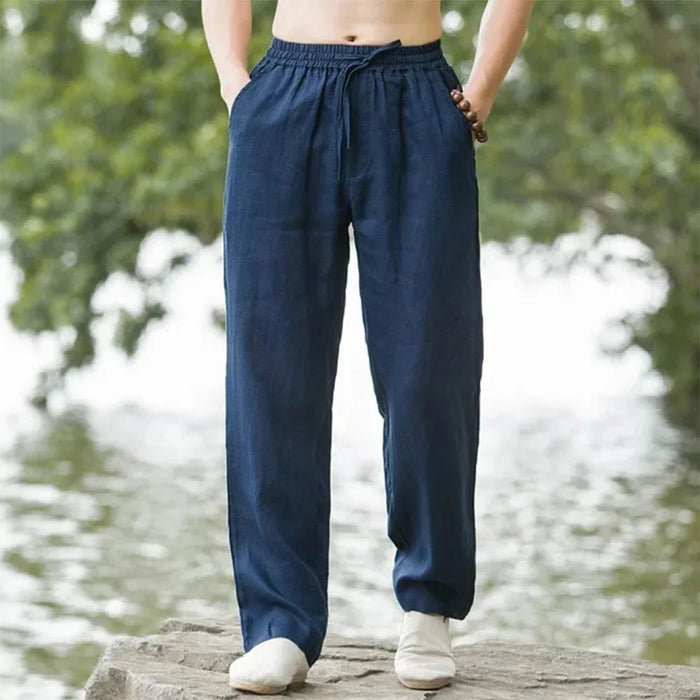 Linnen - katoen joggers voor heren – Losse casual pasvorm - Bivakshop