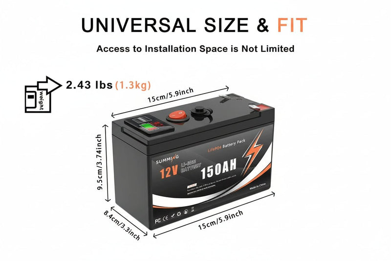 Lithium 12V 150Ah LiFePO4 Deep Cycle Accu – 4000+ Cycli – Betrouwbare Energieopslag - Bivakshop