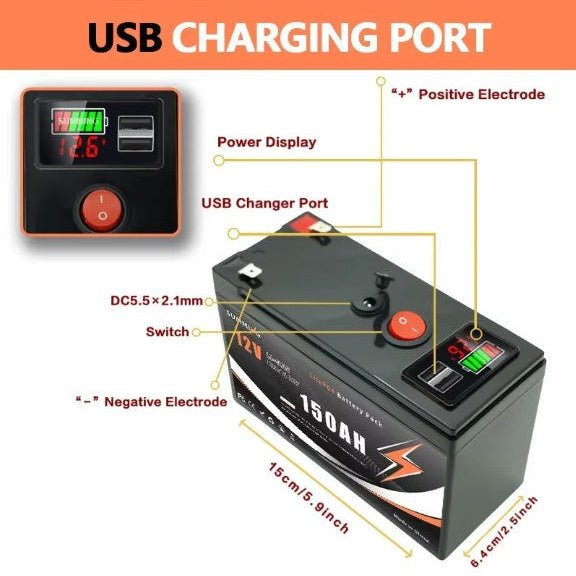Lithium 12V 60Ah/80Ah/100Ah/120Ah/150Ah LiFePO4 Deep Cycle Accu – 4000+ Cycli – Betrouwbare Energieopslag - Bivakshop