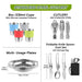 Lixada outdoor kookgerei set – Opvouwbare kom, pan, mes & vork - Lichtgewicht camping & hiking serviesset - Bivakshop