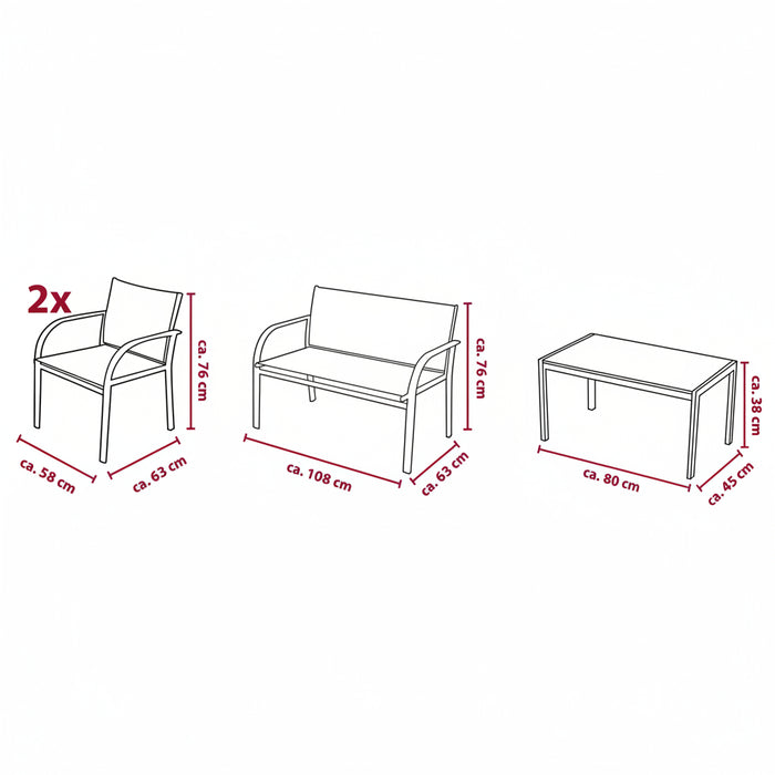 Loungeset Paris – 4 - delig – Comfortabel & Stijlvol voor Tuin & Terras - Bivakshop