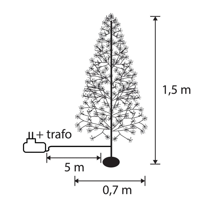 Luca Lighting – Sfeervolle Lichtboom Zwart (150 cm) – 1500 Warm Witte LED’s - Bivakshop