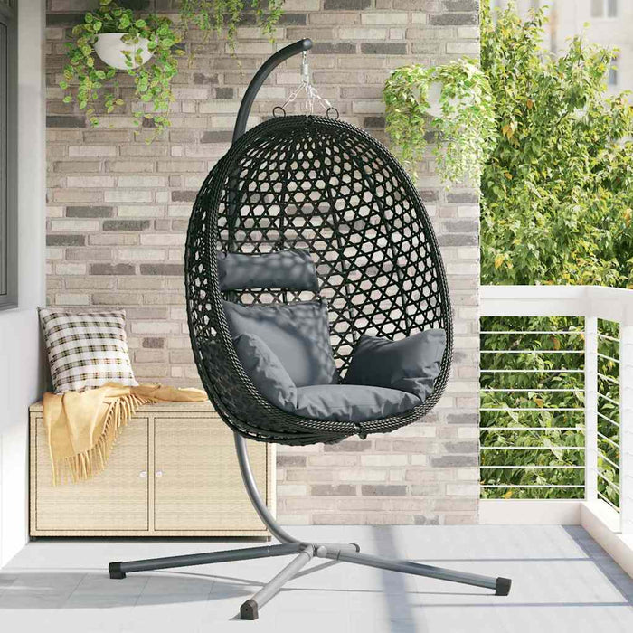 Luxe Ei - vormige Hangstoel Poly Rattan – 104x100x191 cm – Royale Lounge - Bivakshop