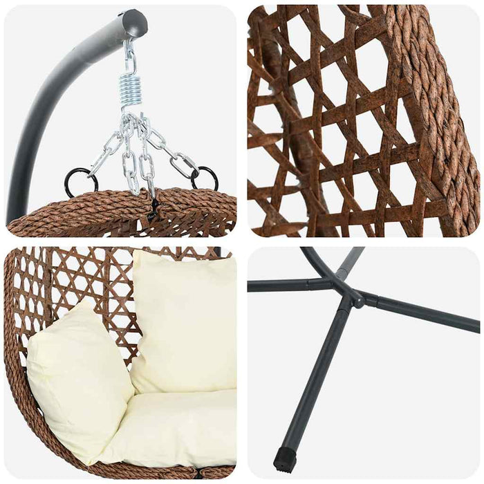 Luxe Ei - vormige Hangstoel Poly Rattan – 104x100x191 cm – Royale Lounge - Bivakshop