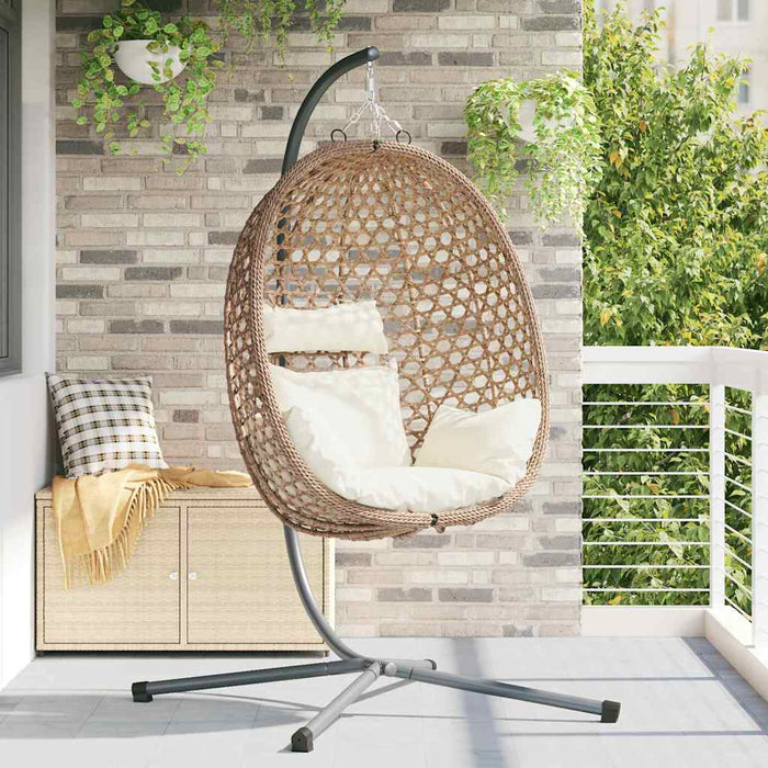 Luxe Ei - vormige Hangstoel Poly Rattan – 104x100x191 cm – Royale Lounge - Bivakshop