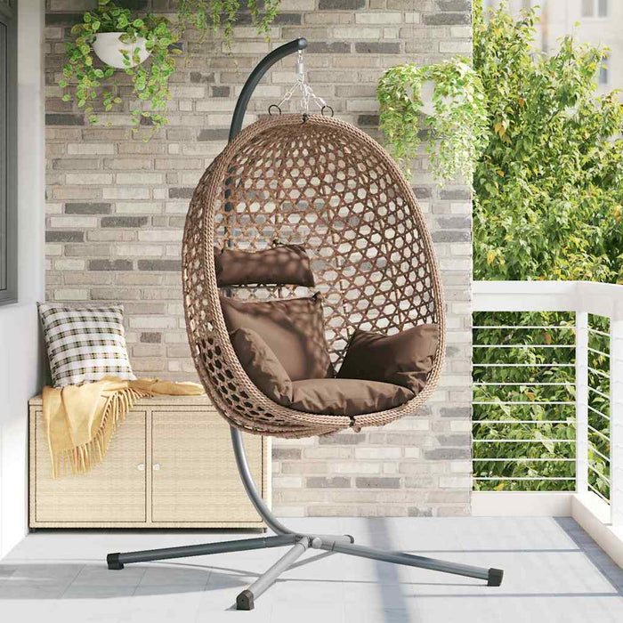 Luxe Ei - vormige Hangstoel Poly Rattan – 104x100x191 cm – Royale Lounge - Bivakshop
