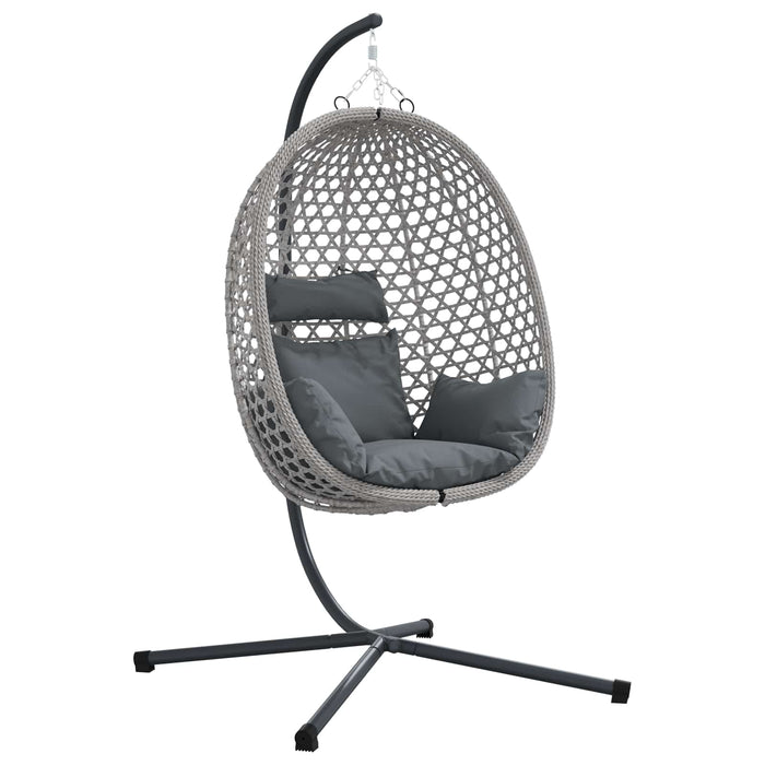 Luxe Ei - vormige Hangstoel Poly Rattan – 104x100x191 cm – Royale Lounge - Bivakshop
