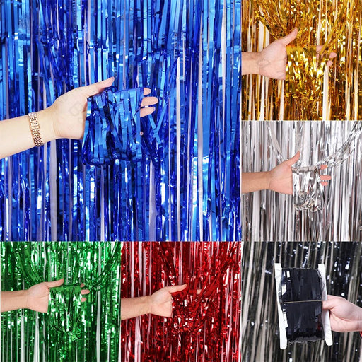Luxe Glitter Fringe Gordijnen – Tinsel Folie Achtergrond – Diverse Kleuren & Feestthema’s - Bivakshop