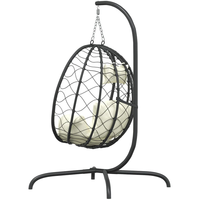 Luxe Hangende Ei Stoel – Poly Rattan & Staal – Inclusief Comfortabel Kussen - Bivakshop
