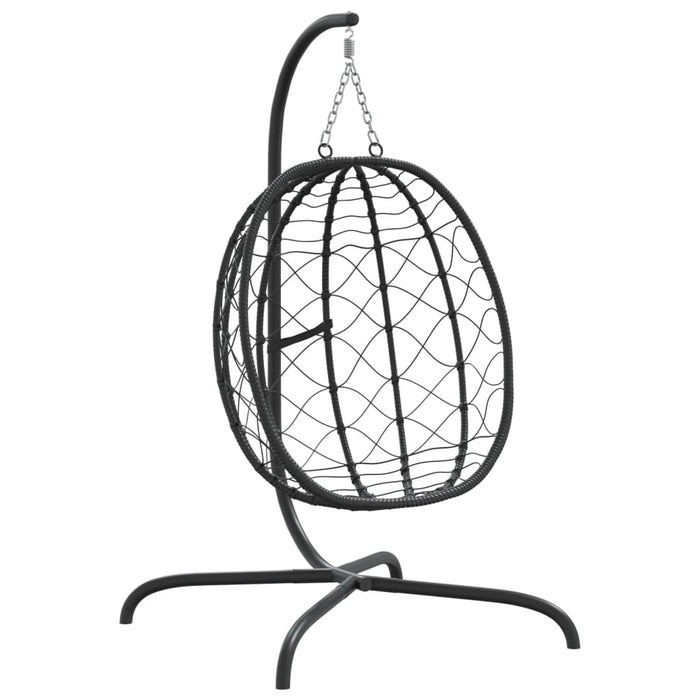 Luxe Hangende Ei Stoel – Poly Rattan & Staal – Inclusief Comfortabel Kussen - Bivakshop