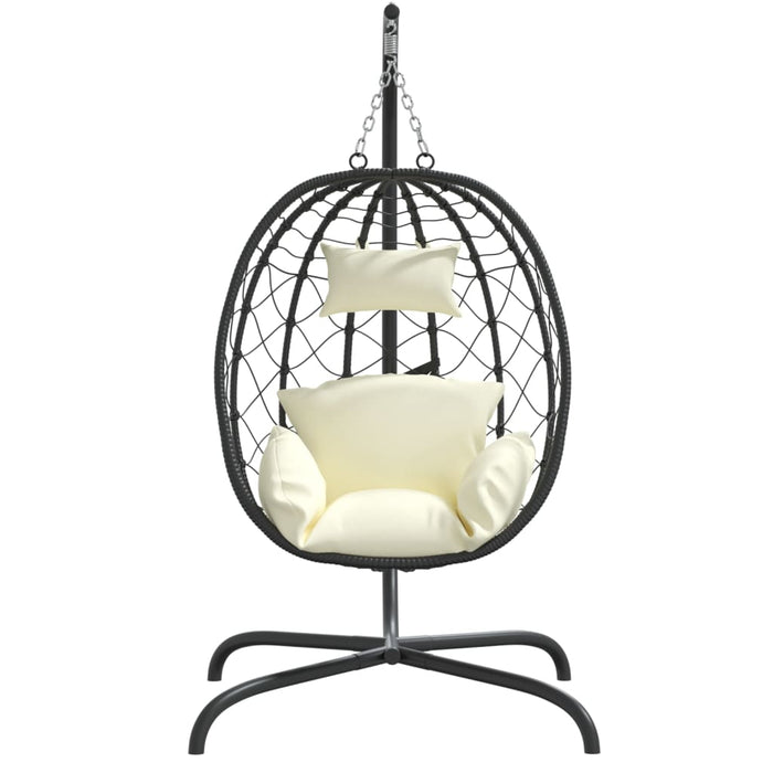 Luxe Hangende Ei Stoel – Poly Rattan & Staal – Inclusief Comfortabel Kussen - Bivakshop