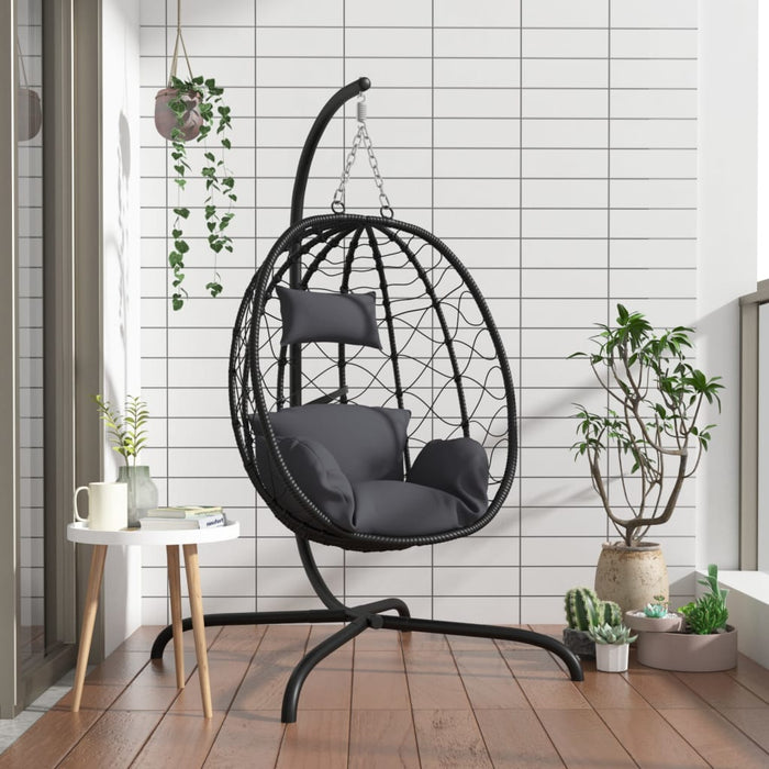 Luxe Hangende Ei Stoel – Poly Rattan & Staal – Inclusief Comfortabel Kussen - Bivakshop