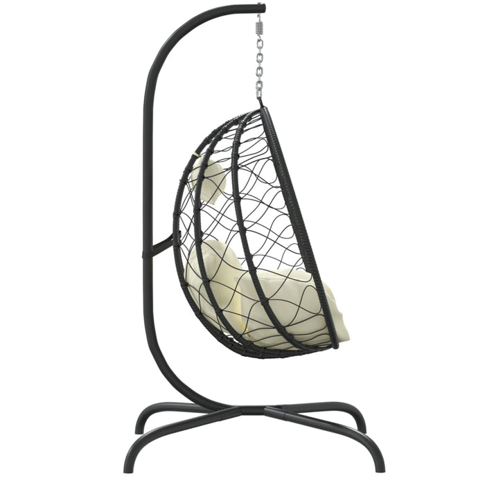 Luxe Hangende Ei Stoel – Poly Rattan & Staal – Inclusief Comfortabel Kussen - Bivakshop