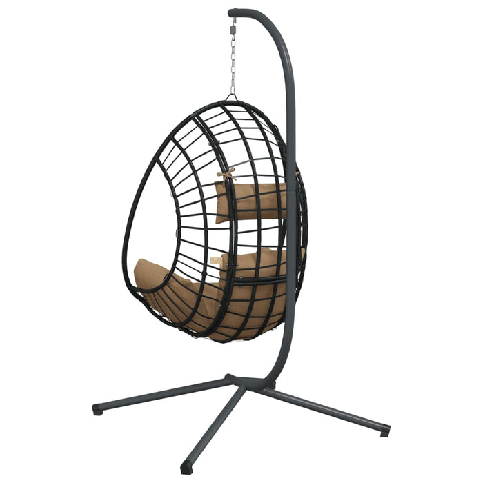 Luxe Hangstoel met Standaard – Rattan & Staal – Exclusief Lounge Comfort - Bivakshop