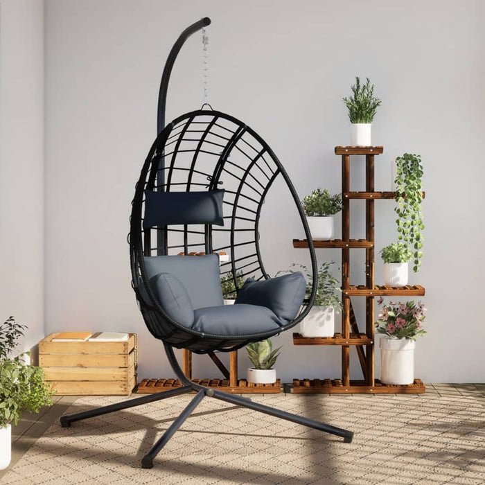 Luxe Hangstoel met Standaard – Rattan & Staal – Exclusief Lounge Comfort - Bivakshop