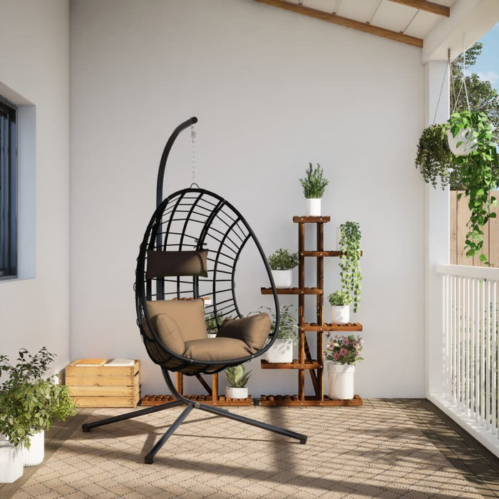 Luxe Hangstoel met Standaard – Rattan & Staal – Exclusief Lounge Comfort - Bivakshop