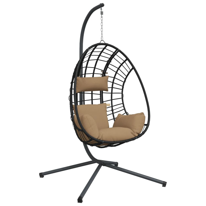 Luxe Hangstoel met Standaard – Rattan & Staal – Exclusief Lounge Comfort - Bivakshop