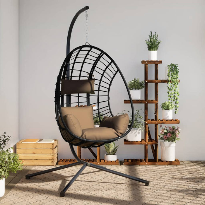 Luxe Hangstoel met Standaard – Rattan & Staal – Exclusief Lounge Comfort - Bivakshop