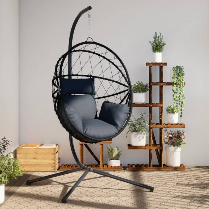 Luxe Hangstoel met Standaard – Rattan & Staal – Vrijstaande Loungestoel - Bivakshop