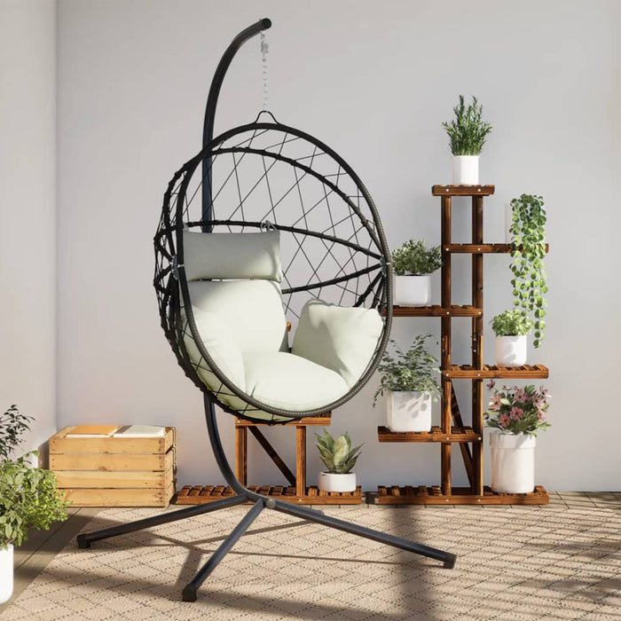 Luxe Hangstoel met Standaard – Rattan & Staal – Vrijstaande Loungestoel - Bivakshop