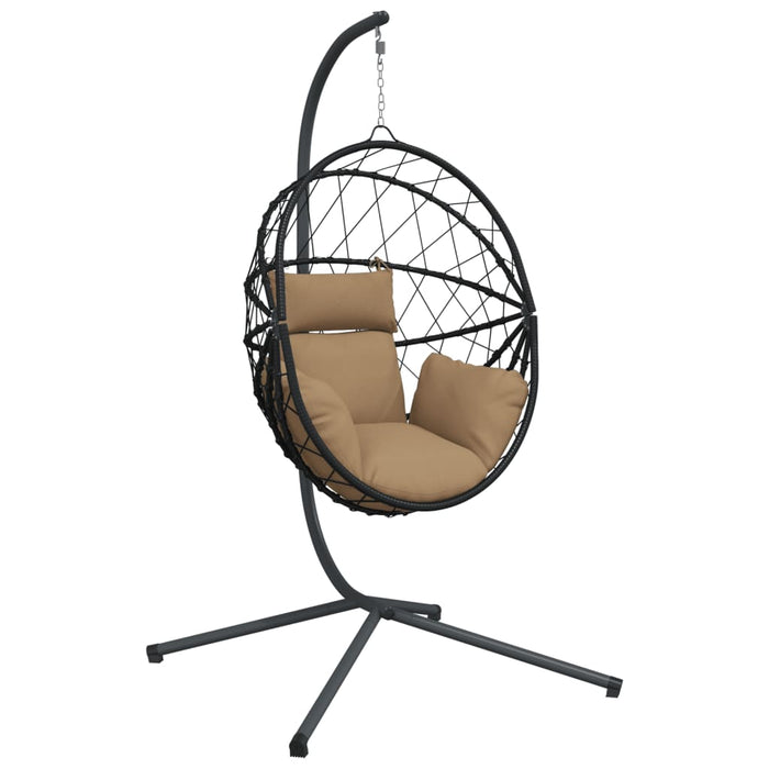 Luxe Hangstoel met Standaard – Rattan & Staal – Vrijstaande Loungestoel - Bivakshop