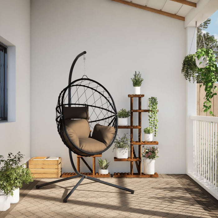 Luxe Hangstoel met Standaard – Rattan & Staal – Vrijstaande Loungestoel - Bivakshop