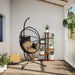 Luxe Hangstoel met Standaard – Rattan & Staal – Vrijstaande Loungestoel - Bivakshop