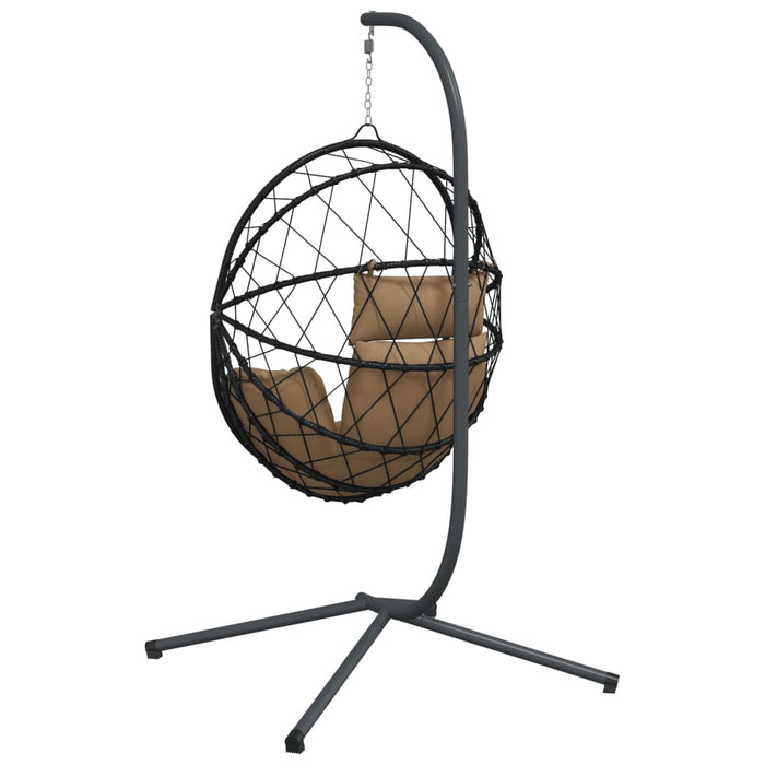 Luxe Hangstoel met Standaard – Rattan & Staal – Vrijstaande Loungestoel - Bivakshop